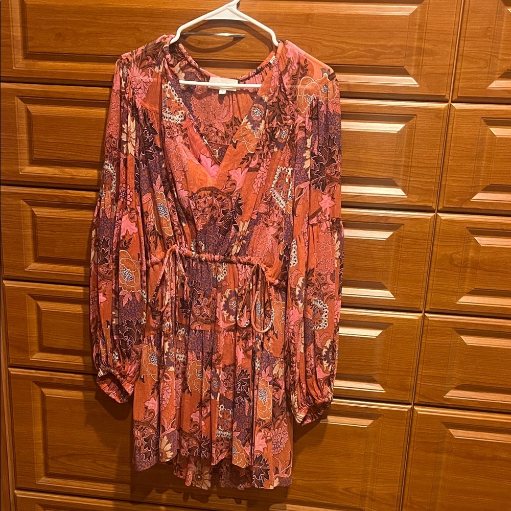 A.L.C. Orange, Pink and Purple Long Sleeve Mini Dress